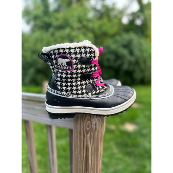 Sorel Shoes - Sorel Tivoli Houndstooth Pink Black Boots Womens Size 10 Lined Fleece Winter